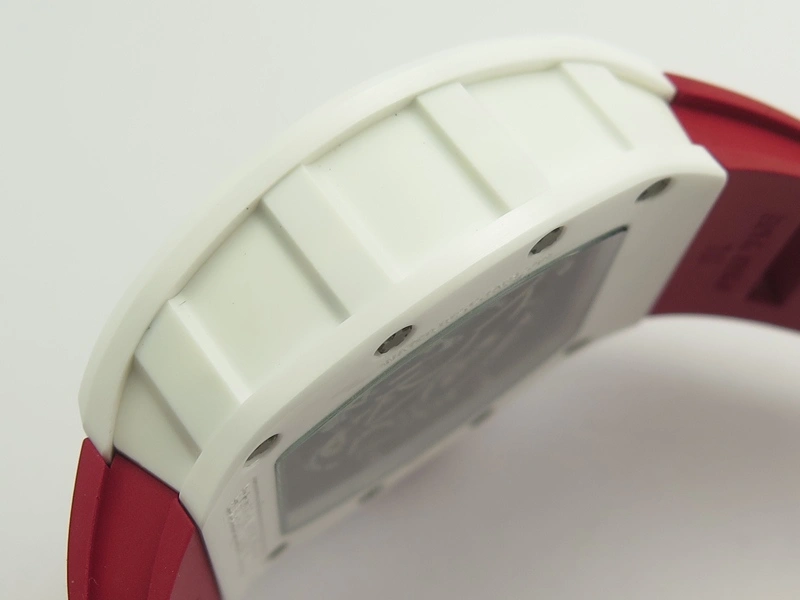 Cozy RM055 Real White Ceramic Case KVF Best Edition Red Inner Bezel Skeleton Dial Red On Red Rubber Strap MIYOTA8215 V 9485