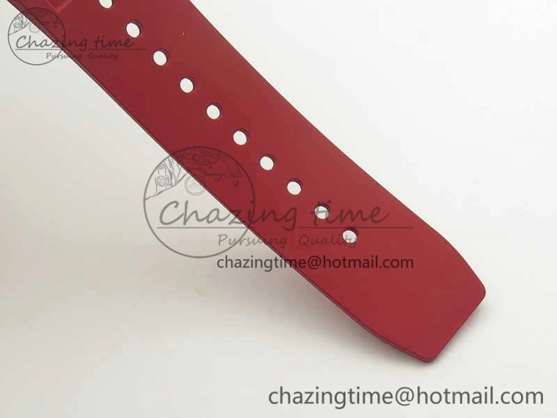 Cozy RM055 Real White Ceramic Case KVF Best Edition Red Inner Bezel Skeleton Dial Red On Red Rubber Strap MIYOTA8215 V 9485