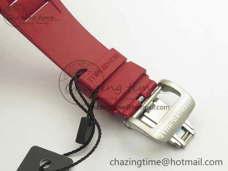Cozy RM055 Real White Ceramic Case KVF Best Edition Red Inner Bezel Skeleton Dial Red On Red Rubber Strap MIYOTA8215 V 9485