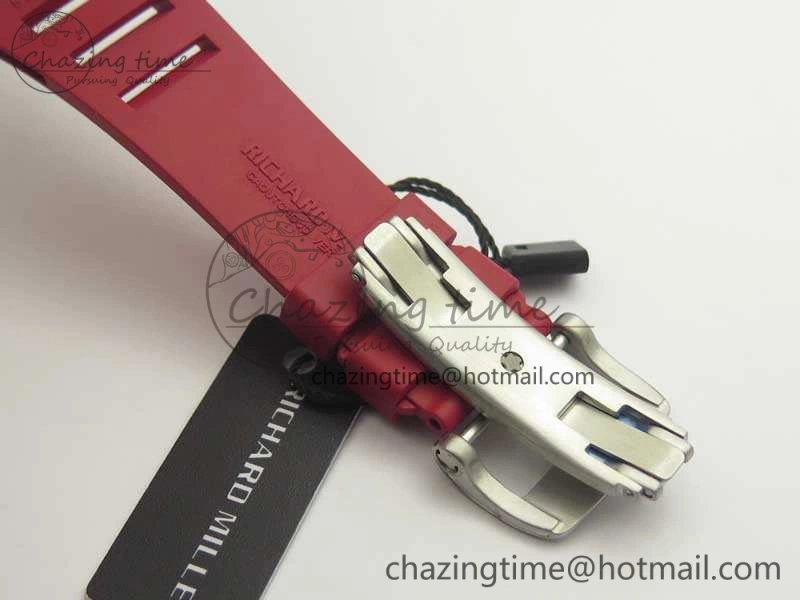 Cozy RM055 Real White Ceramic Case KVF Best Edition Red Inner Bezel Skeleton Dial Red On Red Rubber Strap MIYOTA8215 V 9485
