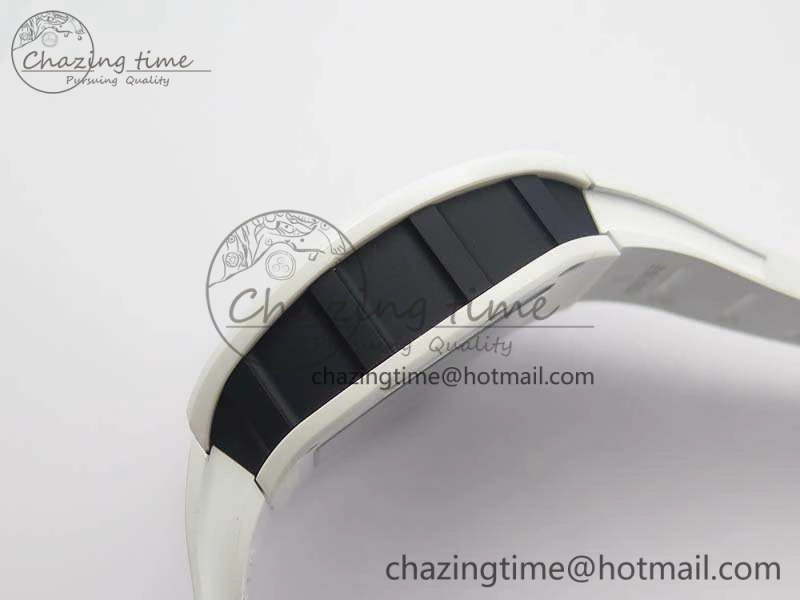 RM055 Real White Ceramic Case KVF Best Edition Skeleton Dial Blue On Rubber Strap MIYOTA Efficient 9508
