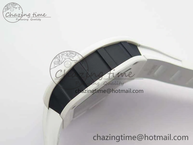 FashionForward RM055 Real White Ceramic Case KVF Best Edition Skeleton Dial Red On Rubber Strap MIYOTA 9509