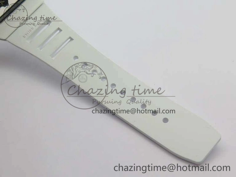 FashionForward RM055 Real White Ceramic Case KVF Best Edition Skeleton Dial Red On Rubber Strap MIYOTA 9509