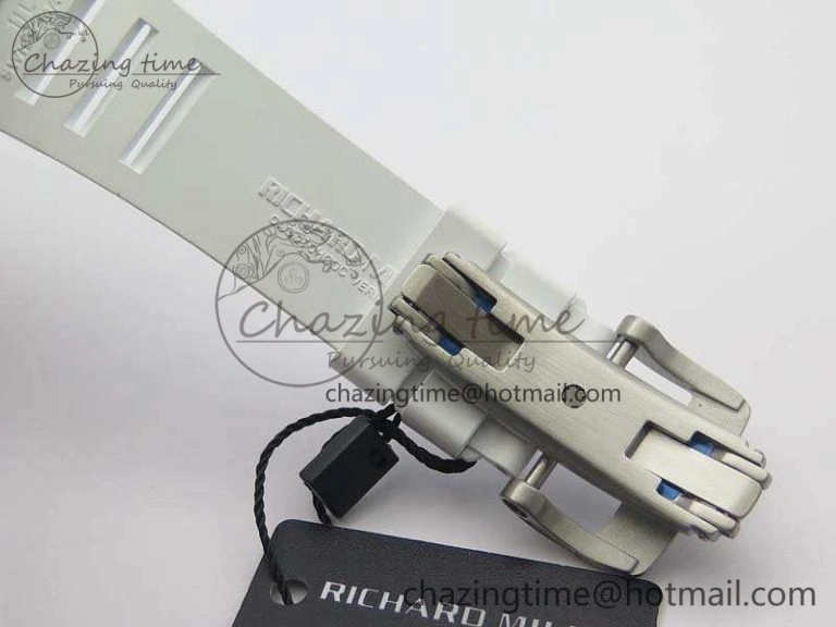 FashionForward RM055 Real White Ceramic Case KVF Best Edition Skeleton Dial Red On Rubber Strap MIYOTA 9509
