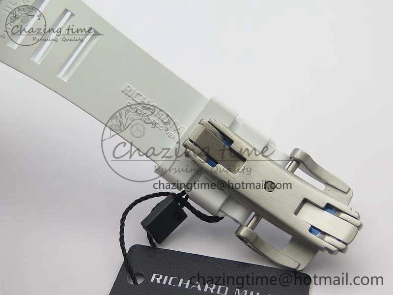 FashionForward RM055 Real White Ceramic Case KVF Best Edition Skeleton Dial Red On Rubber Strap MIYOTA 9509