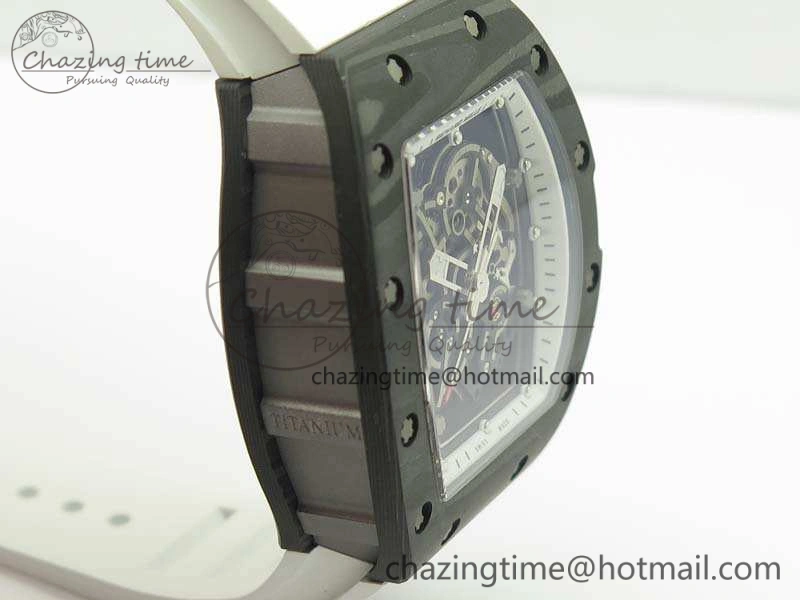 RM055 TI Case KVF Best Edition Carbon Bezel Skeleton Dial White Inner Bezel On Rubber Strap MIYOTA HighPerformance 9505