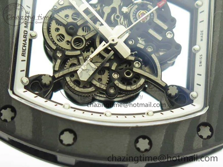 RM055 TI Case KVF Best Edition Carbon Bezel Skeleton Dial White Inner Bezel On Rubber Strap MIYOTA HighPerformance 9505