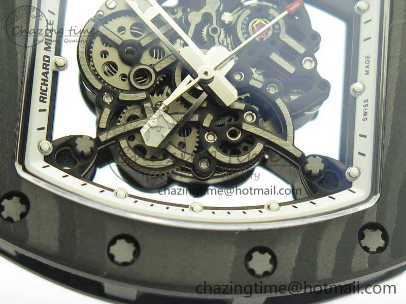 RM055 TI Case KVF Best Edition Carbon Bezel Skeleton Dial White Inner Bezel On Rubber Strap MIYOTA HighPerformance 9505