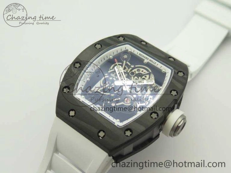 RM055 TI Case KVF Best Edition Carbon Bezel Skeleton Dial White Inner Bezel On Rubber Strap MIYOTA HighPerformance 9505