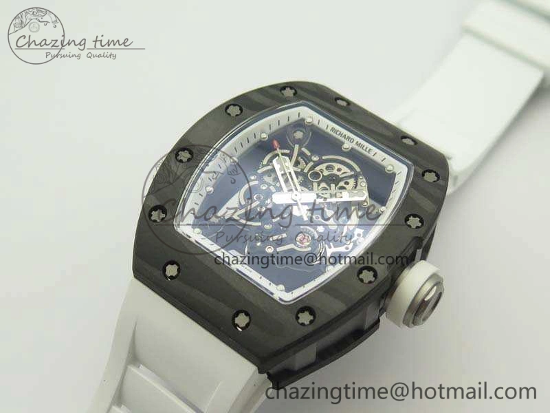 RM055 TI Case KVF Best Edition Carbon Bezel Skeleton Dial White Inner Bezel On Rubber Strap MIYOTA HighPerformance 9505