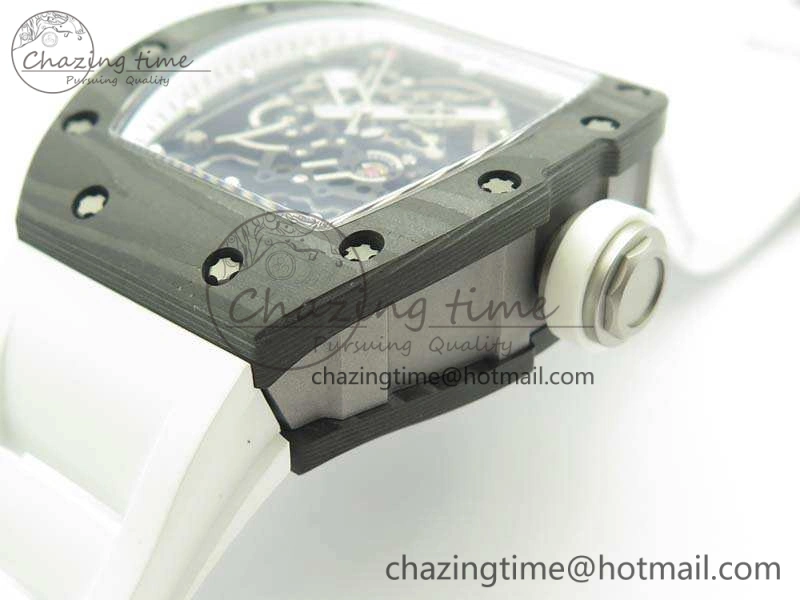 RM055 TI Case KVF Best Edition Carbon Bezel Skeleton Dial White Inner Bezel On Rubber Strap MIYOTA HighPerformance 9505
