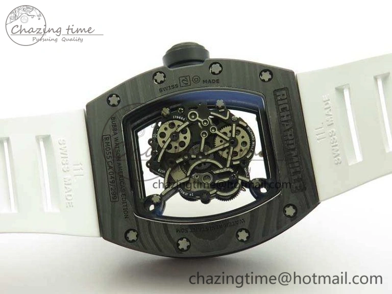 RM055 TI Case KVF Best Edition Skeleton Dial White Inner Bezel Black On Rubber Strap MIYOTA Attractive 9503