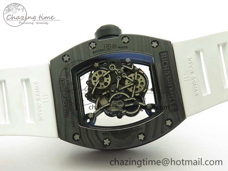 RM055 TI Case KVF Best Edition Skeleton Dial White Inner Bezel Black On Rubber Strap MIYOTA Attractive 9503
