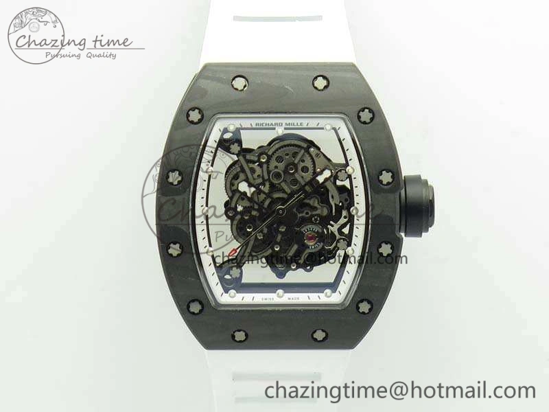 RM055 TI Case KVF Best Edition Skeleton Dial White Inner Bezel Black On Rubber Strap MIYOTA Attractive 9503