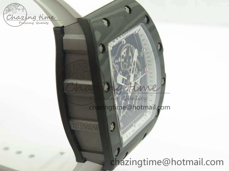 RM055 TI Case KVF Best Edition Skeleton Dial White Inner Bezel Black On Rubber Strap MIYOTA Attractive 9503