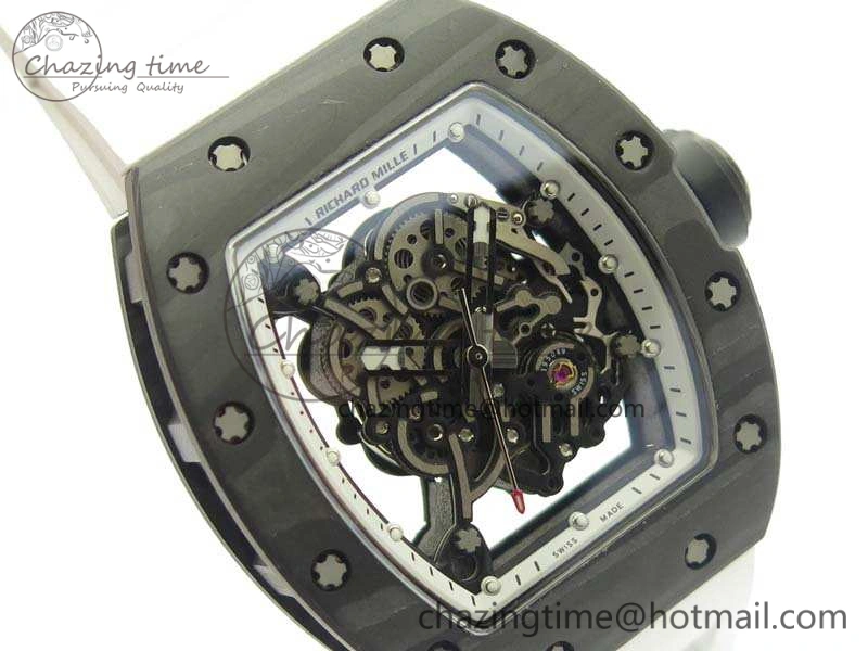 RM055 TI Case KVF Best Edition Skeleton Dial White Inner Bezel Black On Rubber Strap MIYOTA Attractive 9503