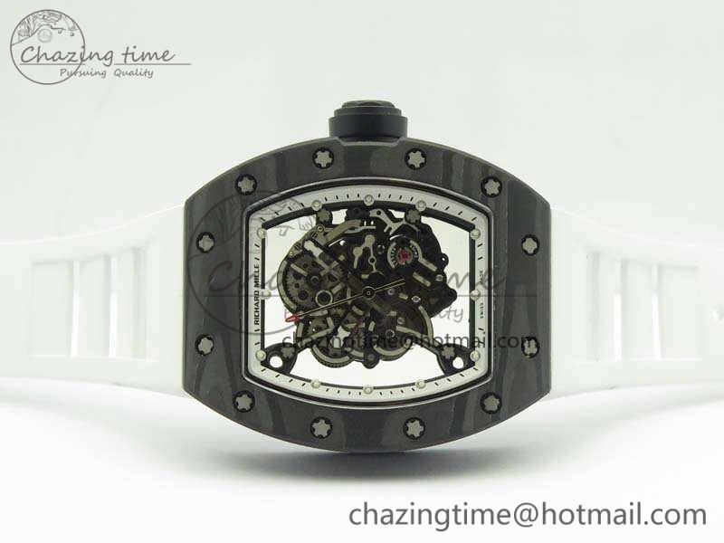 RM055 TI Case KVF Best Edition Skeleton Dial White Inner Bezel Black On Rubber Strap MIYOTA Attractive 9503