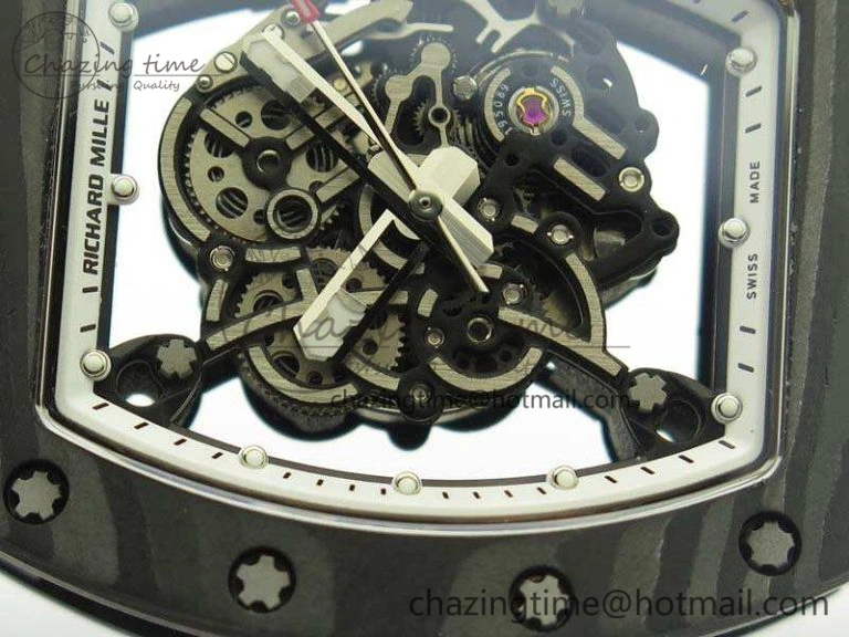 RM055 TI Case KVF Best Edition Skeleton Dial White Inner Bezel Black On Rubber Strap MIYOTA Attractive 9503