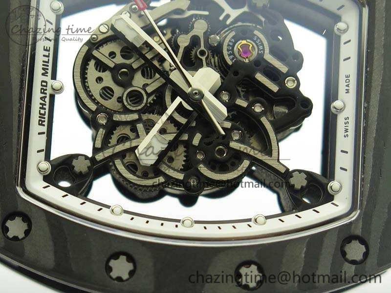 RM055 TI Case KVF Best Edition Skeleton Dial White Inner Bezel Black On Rubber Strap MIYOTA Attractive 9503
