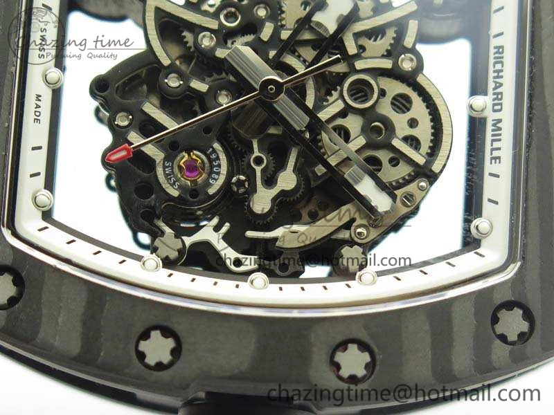 RM055 TI Case KVF Best Edition Skeleton Dial White Inner Bezel Black On Rubber Strap MIYOTA Attractive 9503