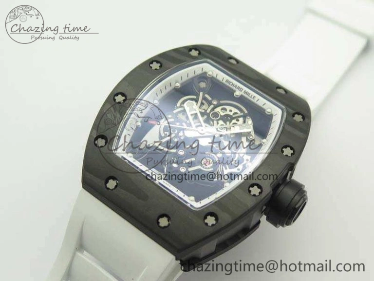 RM055 TI Case KVF Best Edition Skeleton Dial White Inner Bezel Black On Rubber Strap MIYOTA Attractive 9503