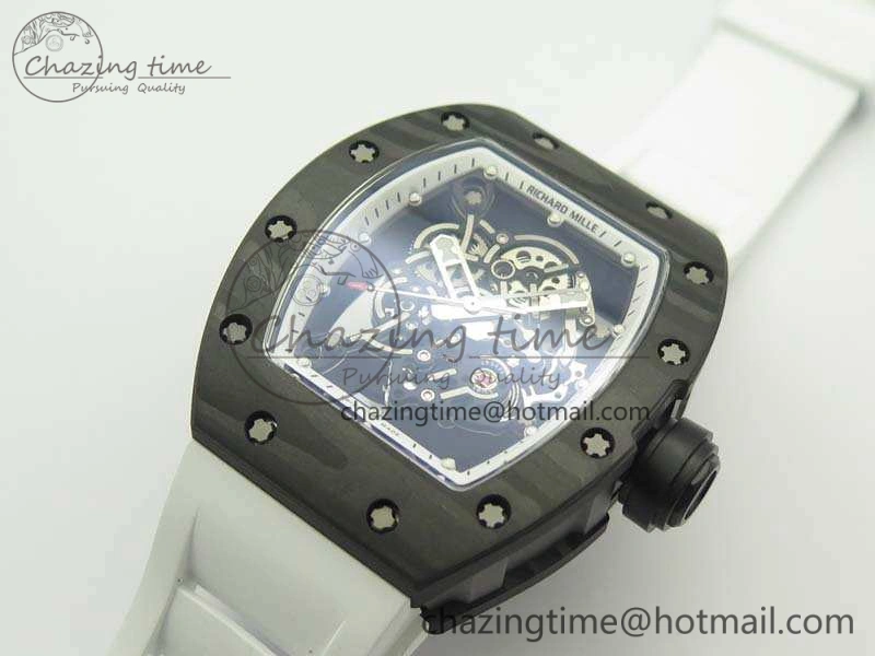 RM055 TI Case KVF Best Edition Skeleton Dial White Inner Bezel Black On Rubber Strap MIYOTA Attractive 9503