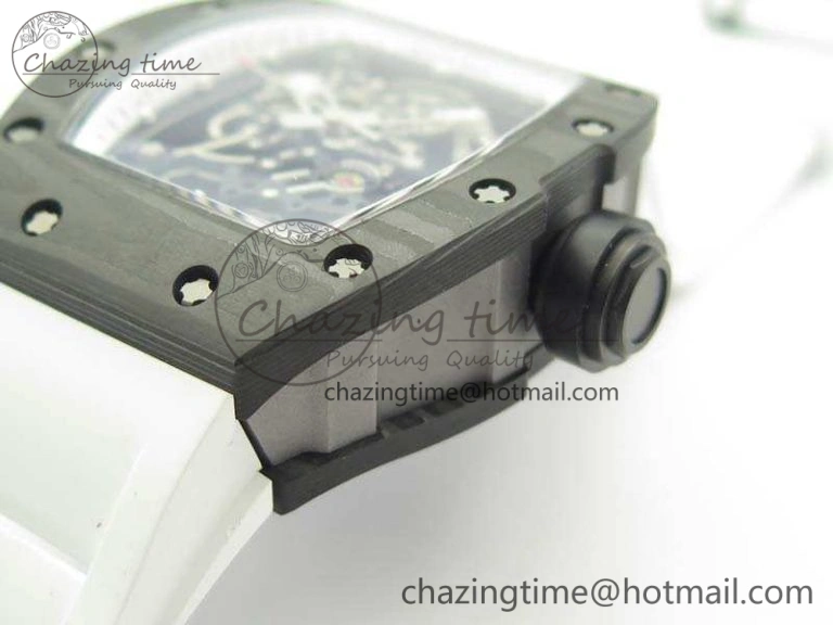 RM055 TI Case KVF Best Edition Skeleton Dial White Inner Bezel Black On Rubber Strap MIYOTA Attractive 9503