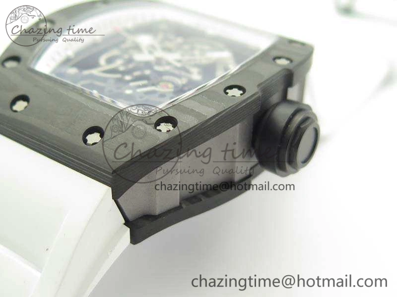 RM055 TI Case KVF Best Edition Skeleton Dial White Inner Bezel Black On Rubber Strap MIYOTA Attractive 9503