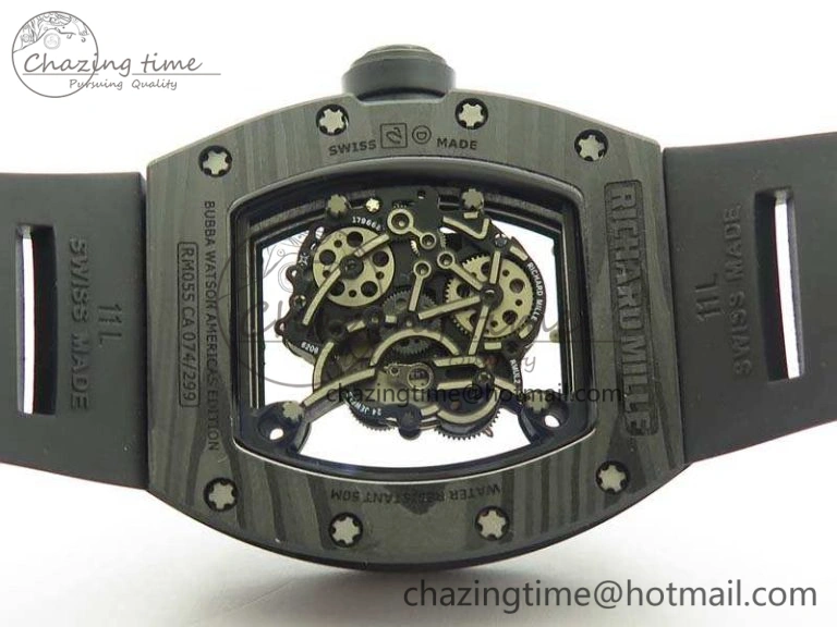 RM055 TI Case KVF Best Edition Skeleton Dial White Inner Bezel On Black Rubber Strap MIYOTA SoftTouch 9504