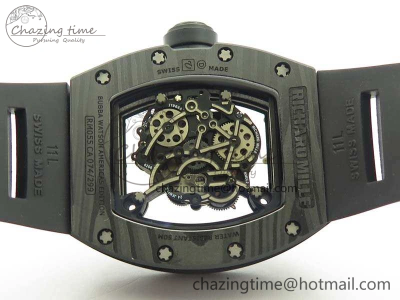 RM055 TI Case KVF Best Edition Skeleton Dial White Inner Bezel On Black Rubber Strap MIYOTA SoftTouch 9504