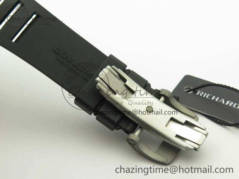 RM055 TI Case KVF Best Edition Skeleton Dial White Inner Bezel On Black Rubber Strap MIYOTA SoftTouch 9504