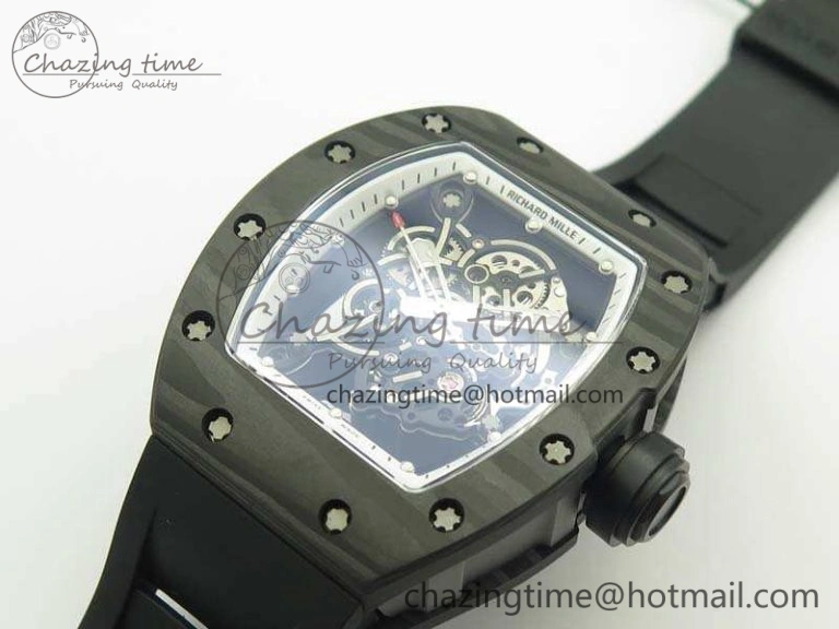 RM055 TI Case KVF Best Edition Skeleton Dial White Inner Bezel On Black Rubber Strap MIYOTA SoftTouch 9504