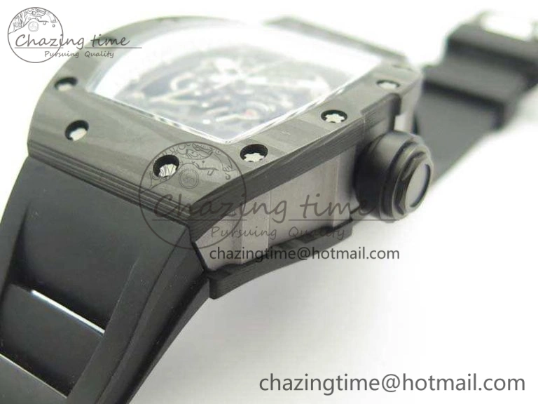 RM055 TI Case KVF Best Edition Skeleton Dial White Inner Bezel On Black Rubber Strap MIYOTA SoftTouch 9504