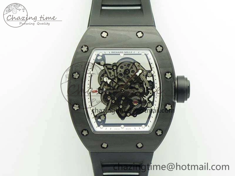 RM055 TI Case KVF Best Edition Skeleton Dial White Inner Bezel On Black Rubber Strap MIYOTA SoftTouch 9504