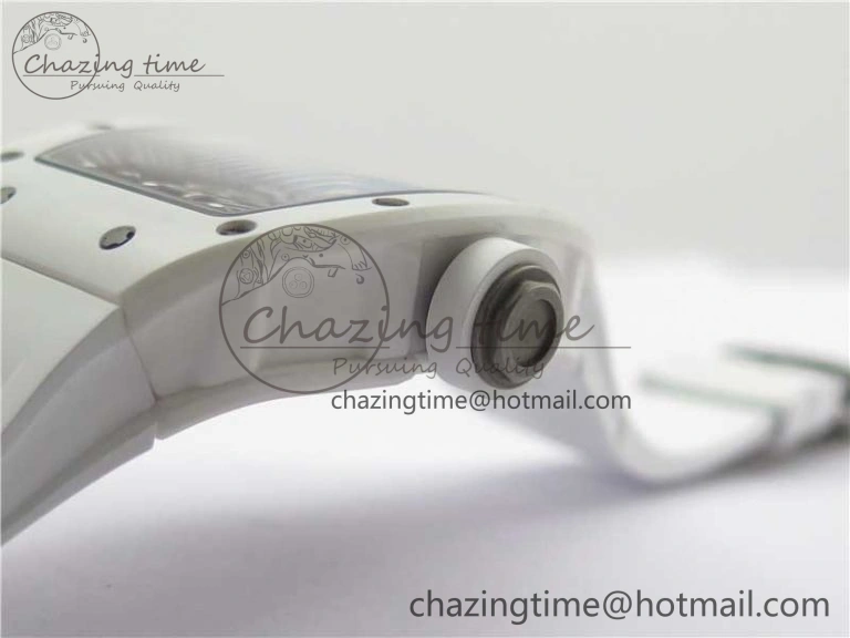 RM055 Ti White Ceramic ZF 1:1 Best Edition Skeleton Dial on White Rubber Strap NH05A Thermal 9400