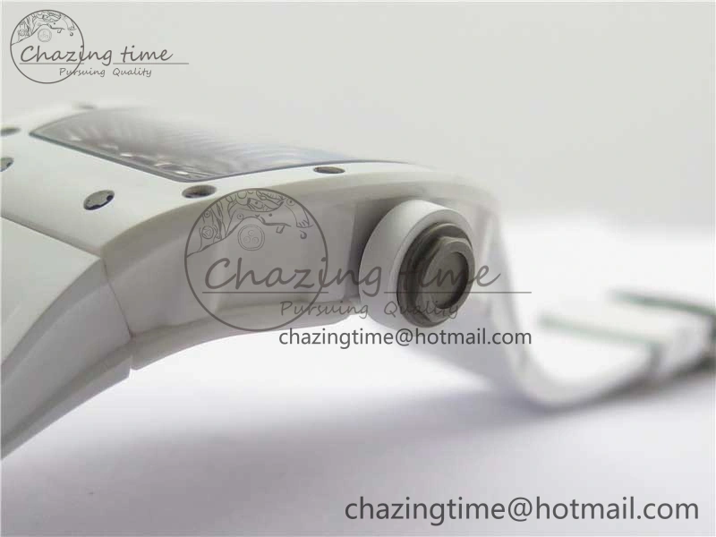 RM055 Ti White Ceramic ZF 1:1 Best Edition Skeleton Dial on White Rubber Strap NH05A Thermal 9400
