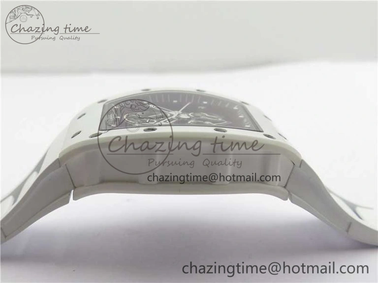 RM055 Ti White Ceramic ZF 1:1 Best Edition Skeleton Dial on White Rubber Strap NH05A Thermal 9400