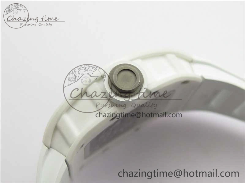 RM055 Ti White Ceramic ZF 1:1 Best Edition Skeleton Dial on White Rubber Strap NH05A Thermal 9400