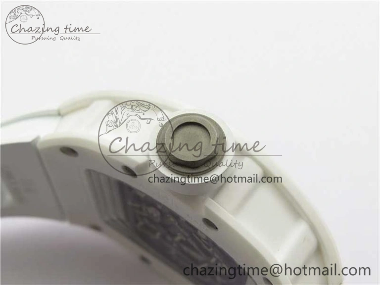 RM055 Ti White Ceramic ZF 1:1 Best Edition Skeleton Dial on White Rubber Strap NH05A Thermal 9400