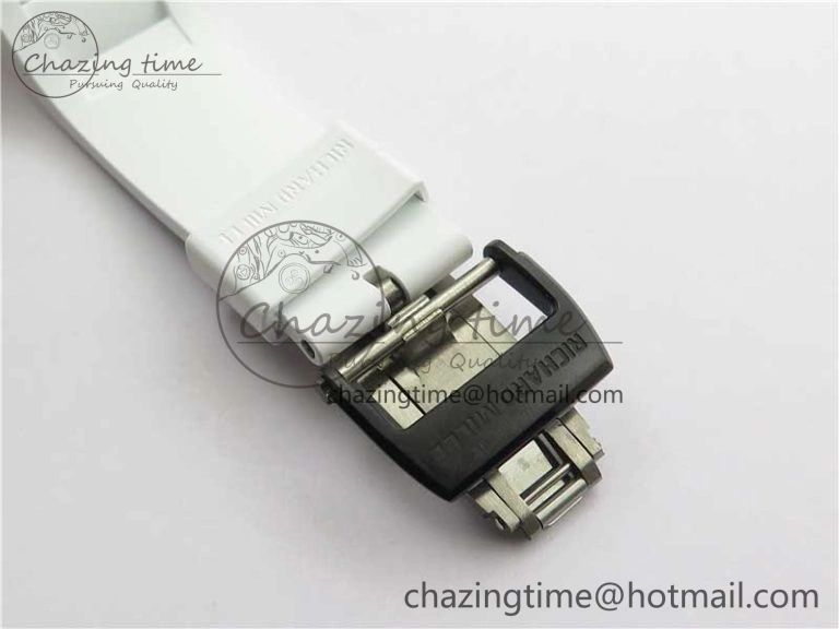 RM055 Ti White Ceramic ZF 1:1 Best Edition Skeleton Dial on White Rubber Strap NH05A Thermal 9400