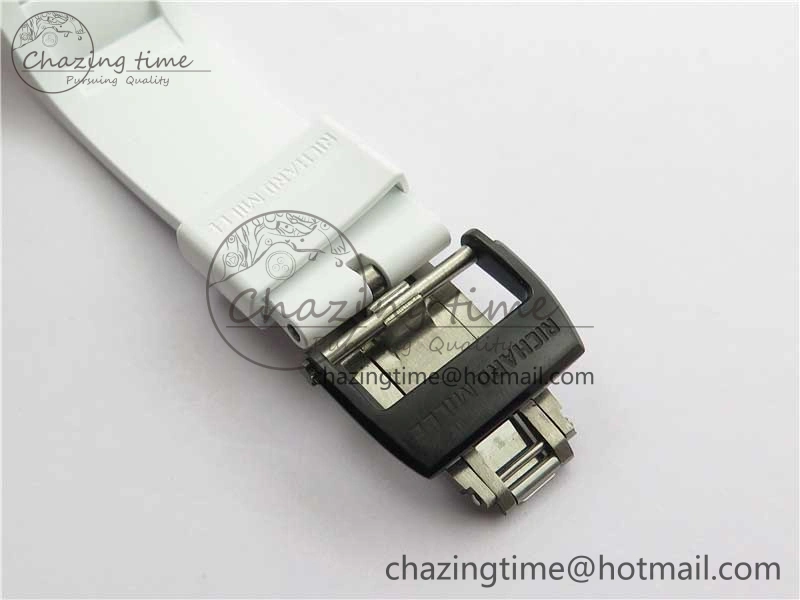 RM055 Ti White Ceramic ZF 1:1 Best Edition Skeleton Dial on White Rubber Strap NH05A Thermal 9400
