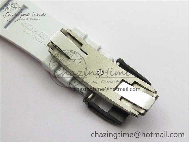 RM055 Ti White Ceramic ZF 1:1 Best Edition Skeleton Dial on White Rubber Strap NH05A Thermal 9400