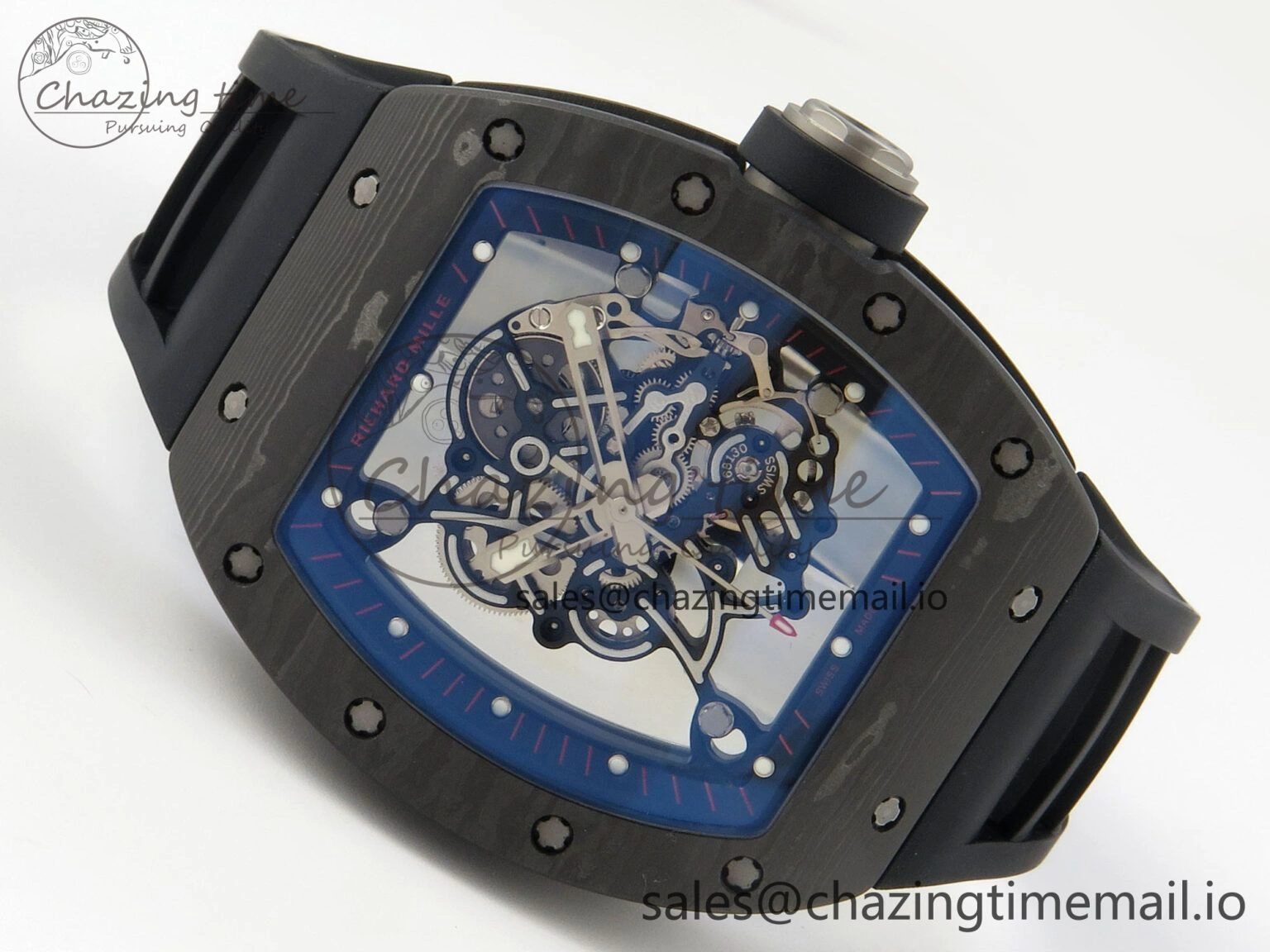 RM055 Ti NTPT KVF 1:1 Best Edition Black Red Inner Bezel Black Crown on Black Rubber Strap RMUL2 Super Clone OnTrend 9176