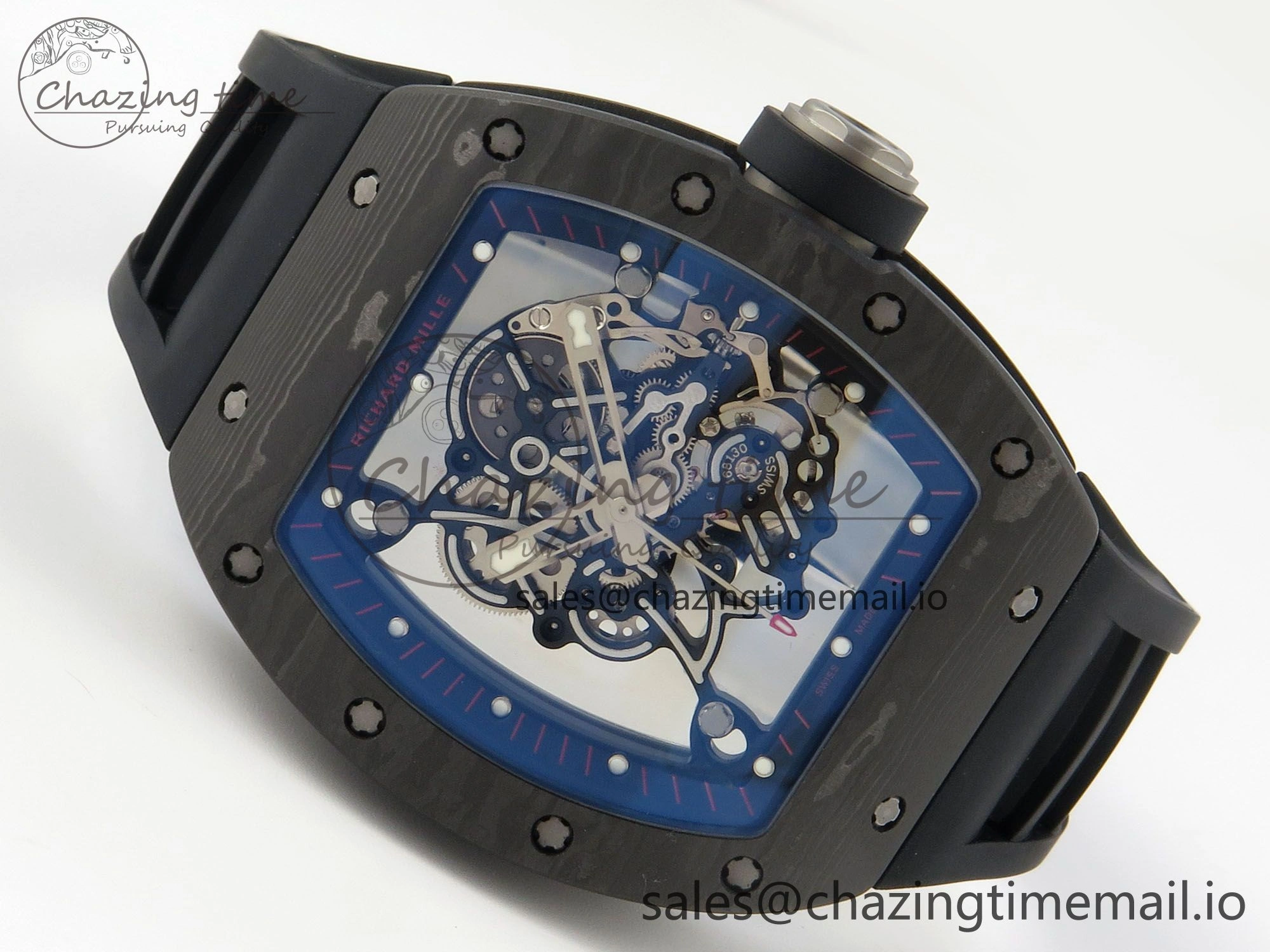 RM055 Ti NTPT KVF 1:1 Best Edition Black Red Inner Bezel Black Crown on Black Rubber Strap RMUL2 Super Clone OnTrend 9176