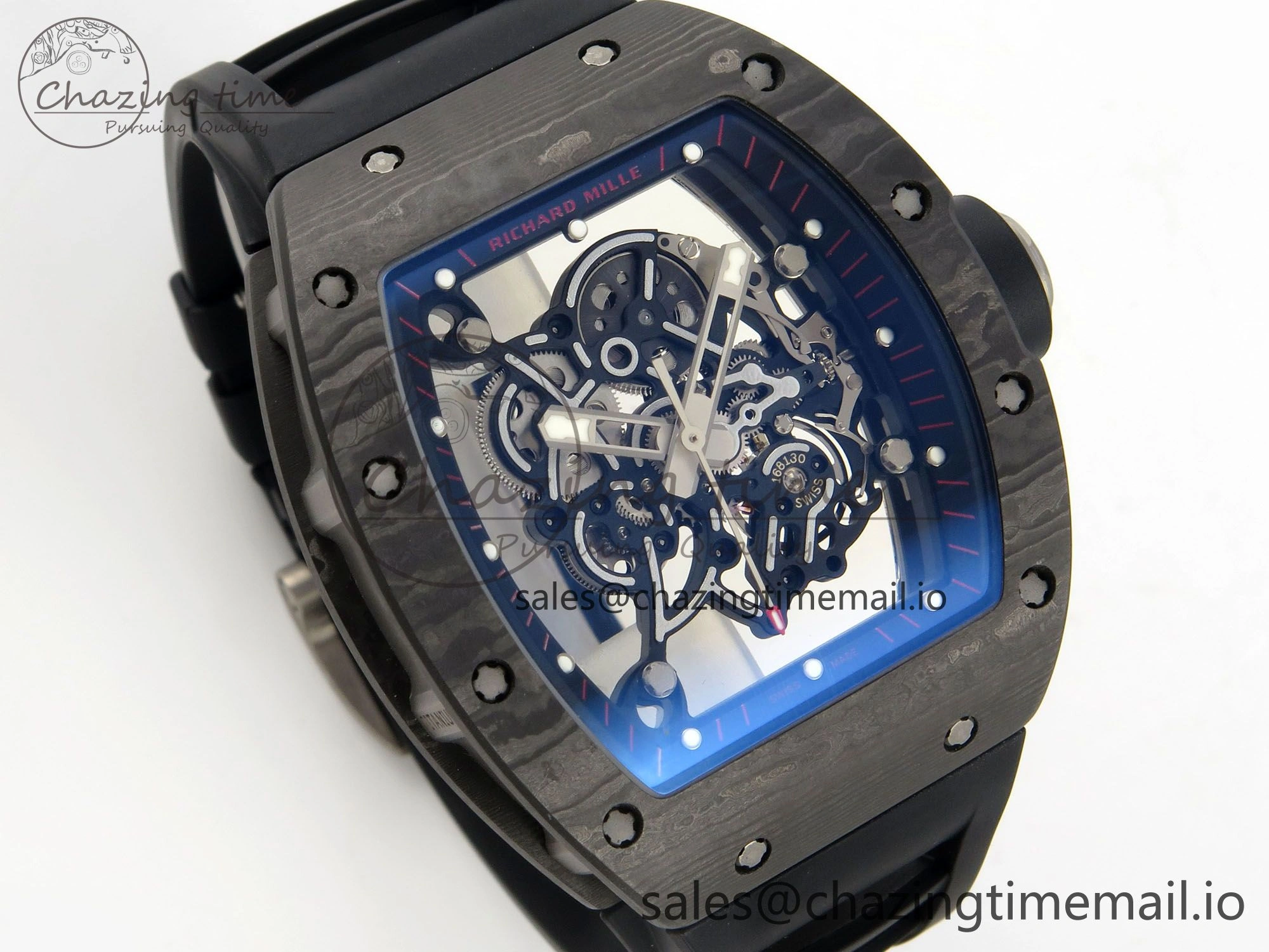 RM055 Ti NTPT KVF 1:1 Best Edition Black Red Inner Bezel Black Crown on Black Rubber Strap RMUL2 Super Clone OnTrend 9176