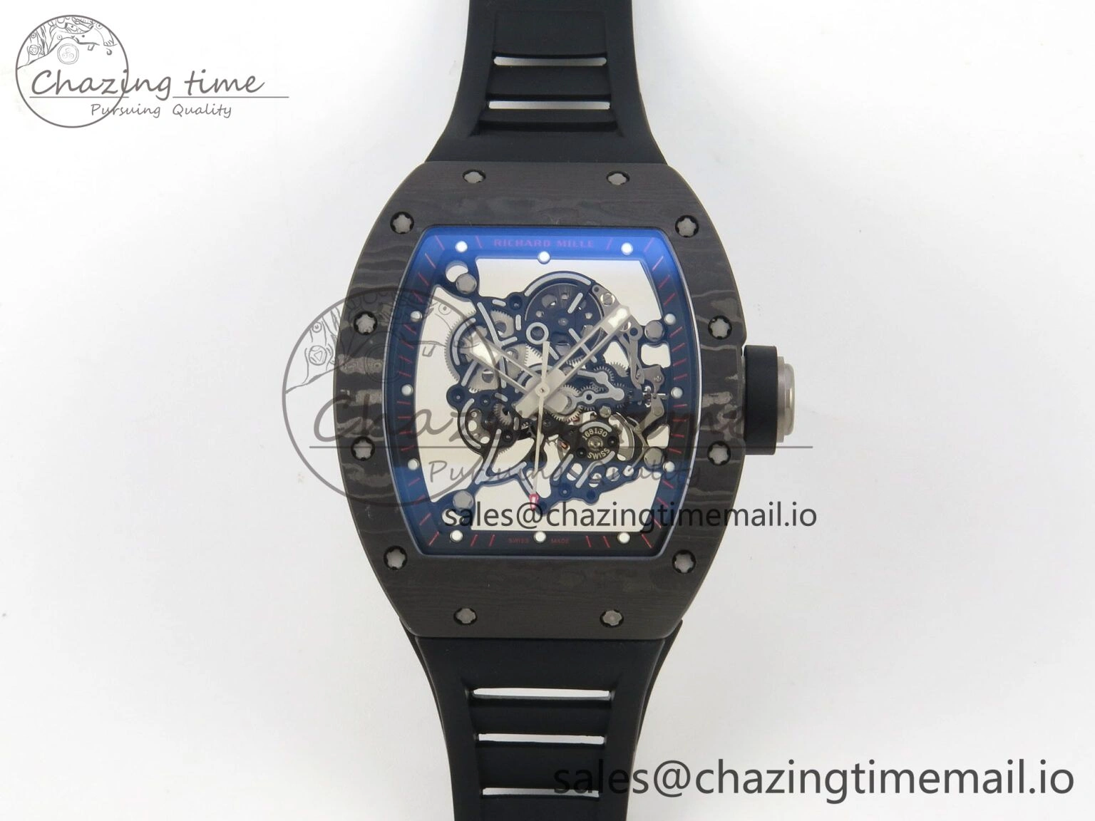 RM055 Ti NTPT KVF 1:1 Best Edition Black Red Inner Bezel Black Crown on Black Rubber Strap RMUL2 Super Clone OnTrend 9176