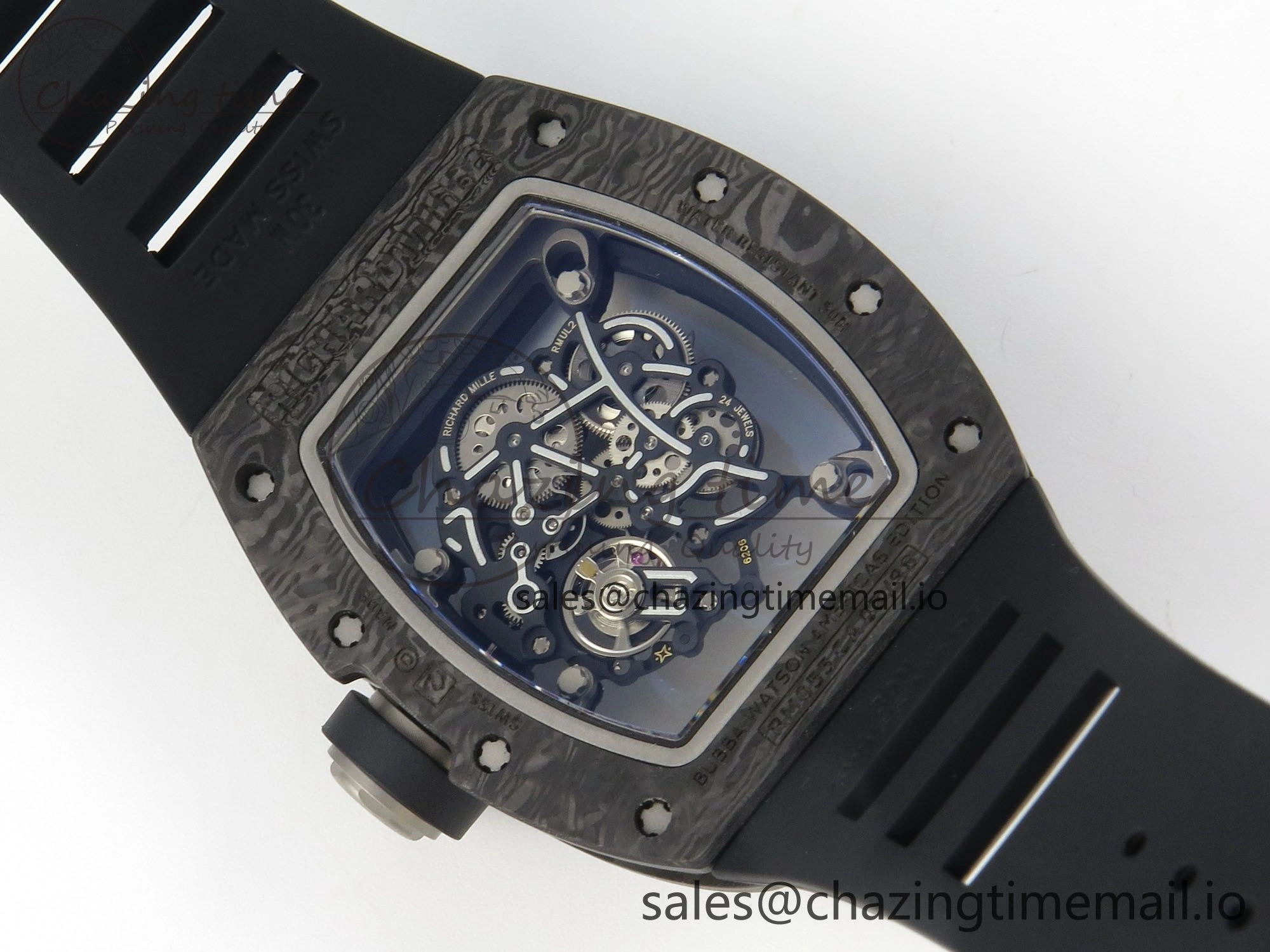 RM055 Ti NTPT KVF 1:1 Best Edition Black Red Inner Bezel Black Crown on Black Rubber Strap RMUL2 Super Clone OnTrend 9176