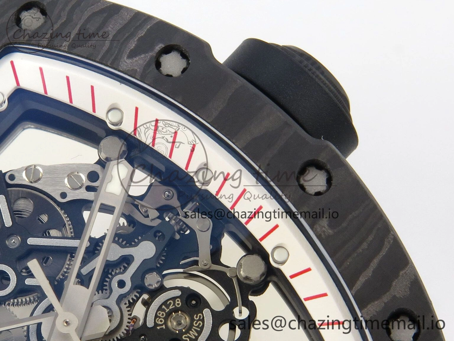 Lightweight RM055 Ti NTPT KVF 1:1 Best Edition White Red Inner Bezel Black Crown on Black Rubber Strap RMUL2 Super Clone 9177