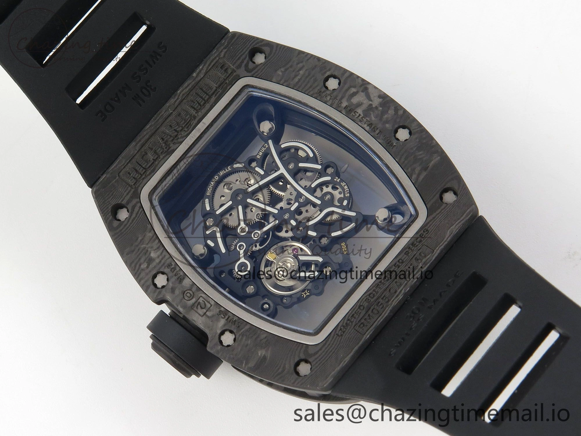 Lightweight RM055 Ti NTPT KVF 1:1 Best Edition White Red Inner Bezel Black Crown on Black Rubber Strap RMUL2 Super Clone 9177