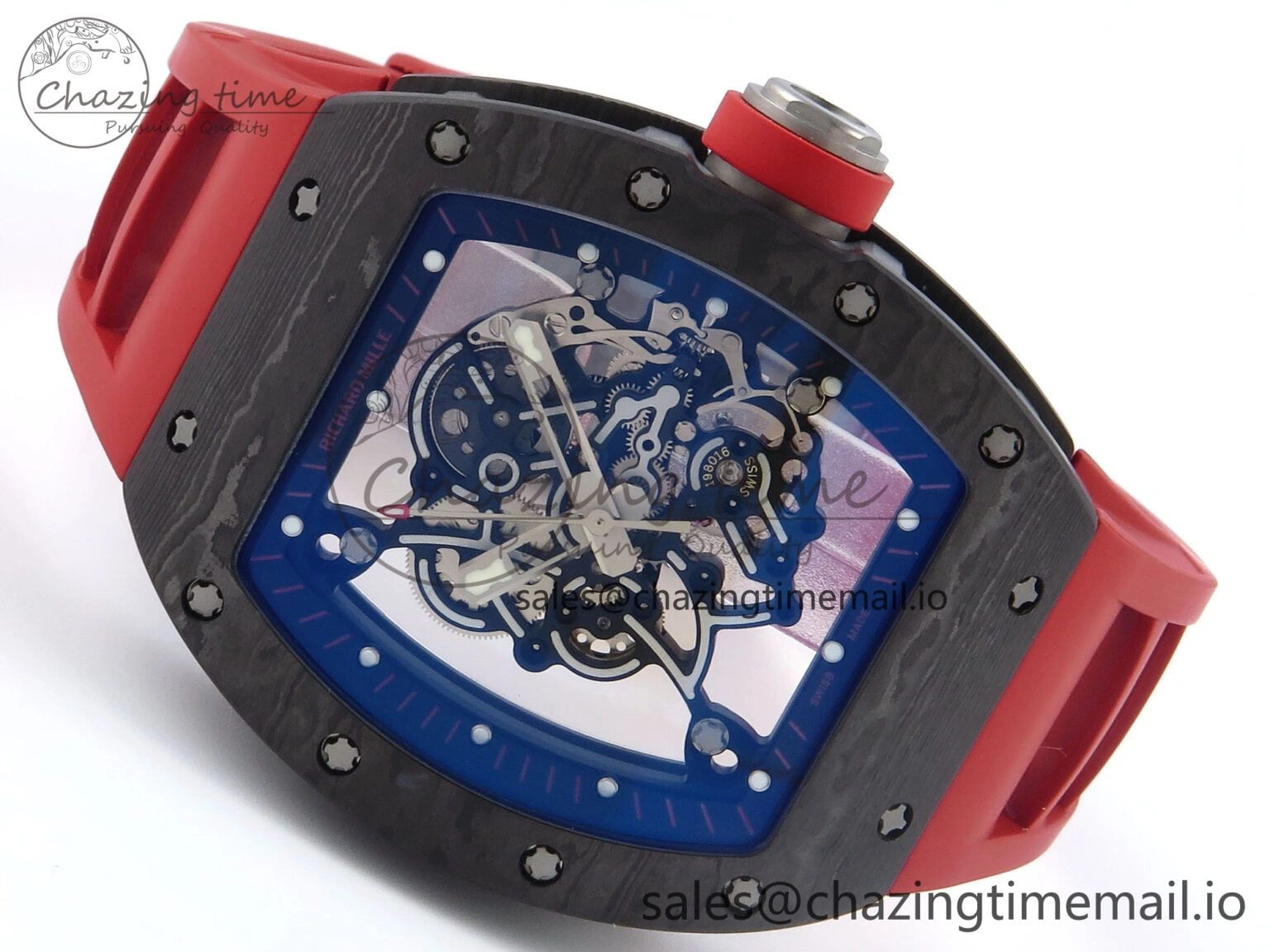 RM055 Ti NTPT UOKF 1:1 Best Edition Black Inner Bezel Red Crown on Red Rubber Strap RMUL2 Super Clone Thermal 9223